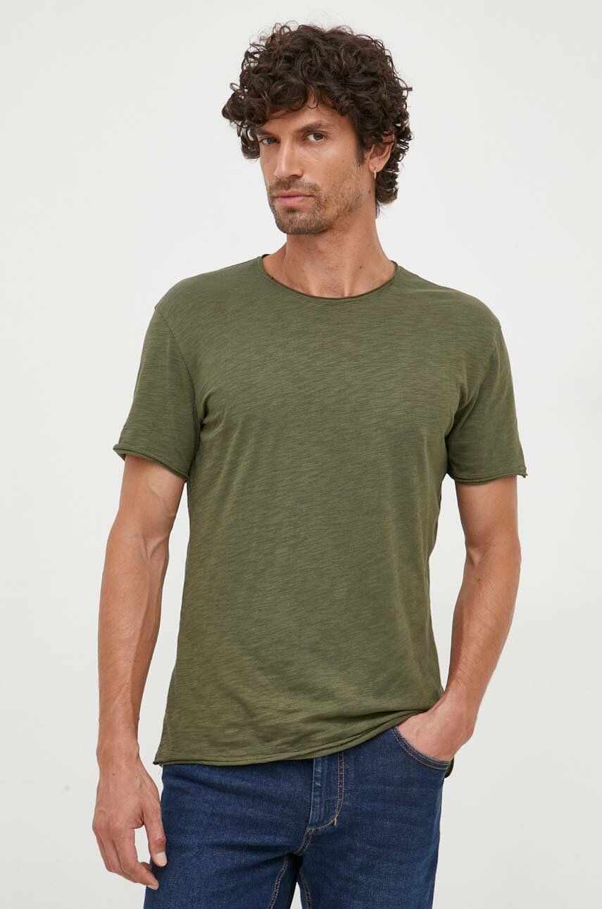 Sisley tricou din bumbac culoarea verde, neted