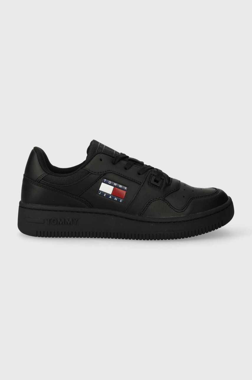 Tommy Jeans sneakers din piele TJW RETRO BASKET ESS culoarea negru, EN0EN02434