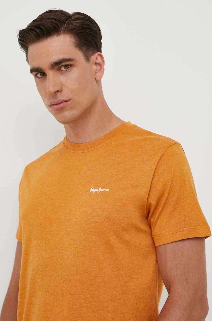 Pepe Jeans tricou Nouvel barbati, culoarea portocaliu, neted