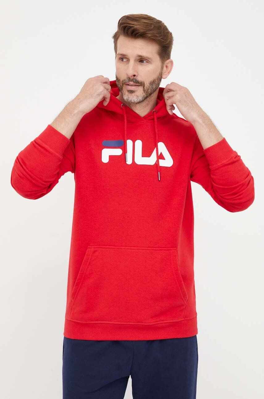 Fila bluza barbati, culoarea rosu, cu glugă, cu imprimeu