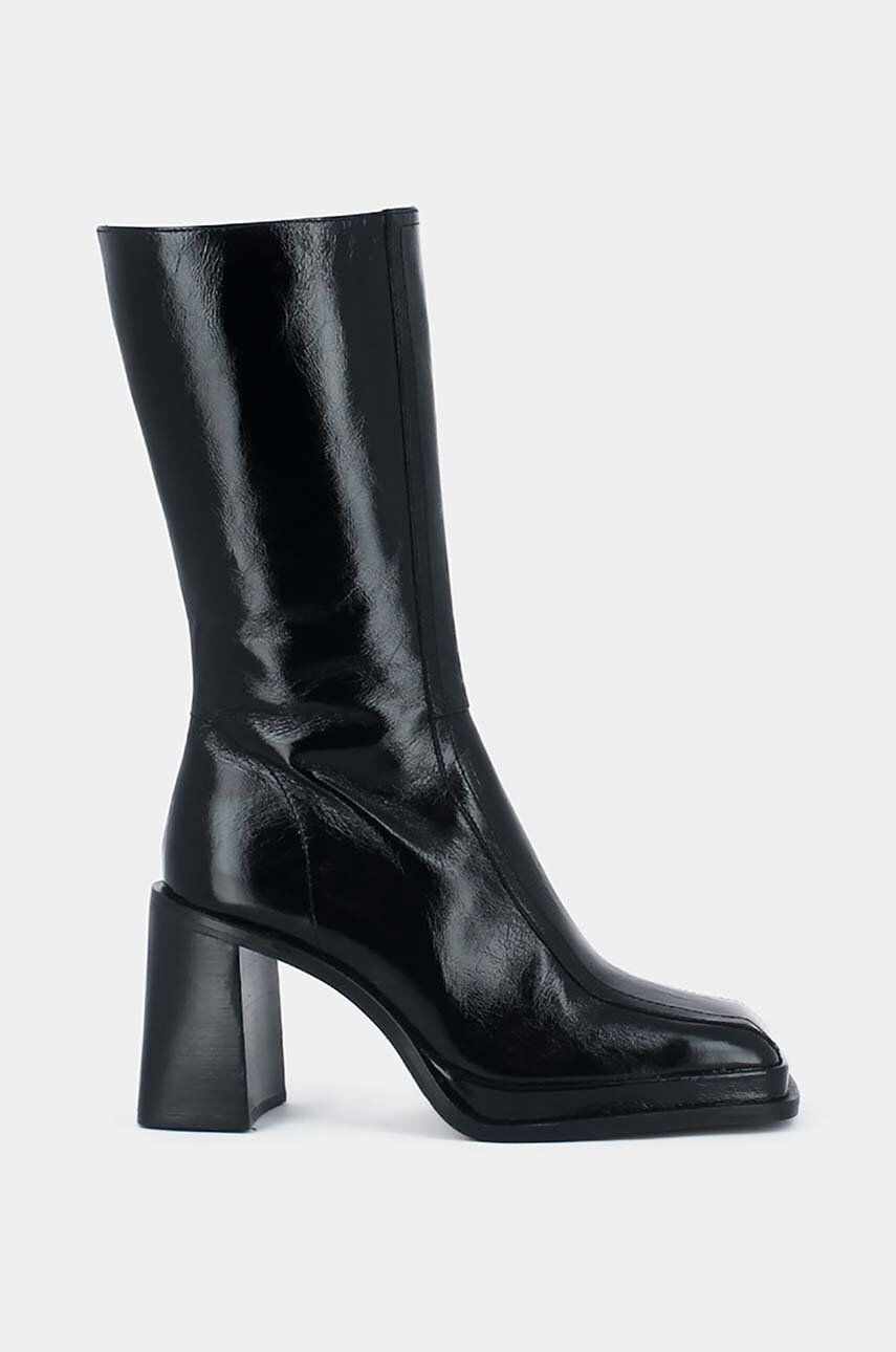 Jonak cizme de piele BAGNA CUIR BRILLANT femei, culoarea negru, cu toc drept, 3100161
