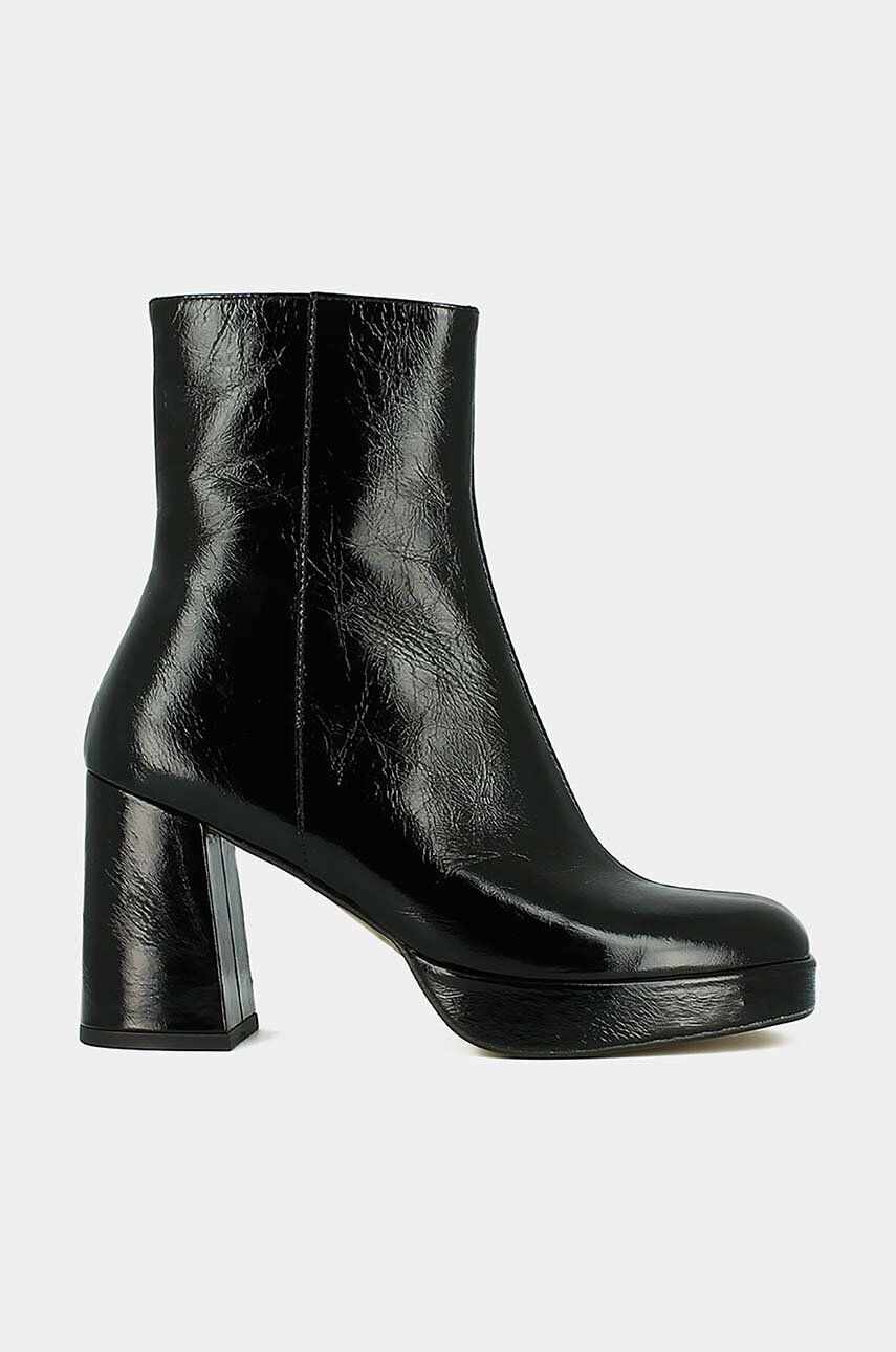 Jonak cizme de piele VORIS CUIR BRILLANT femei, culoarea negru, cu toc drept, 3300088