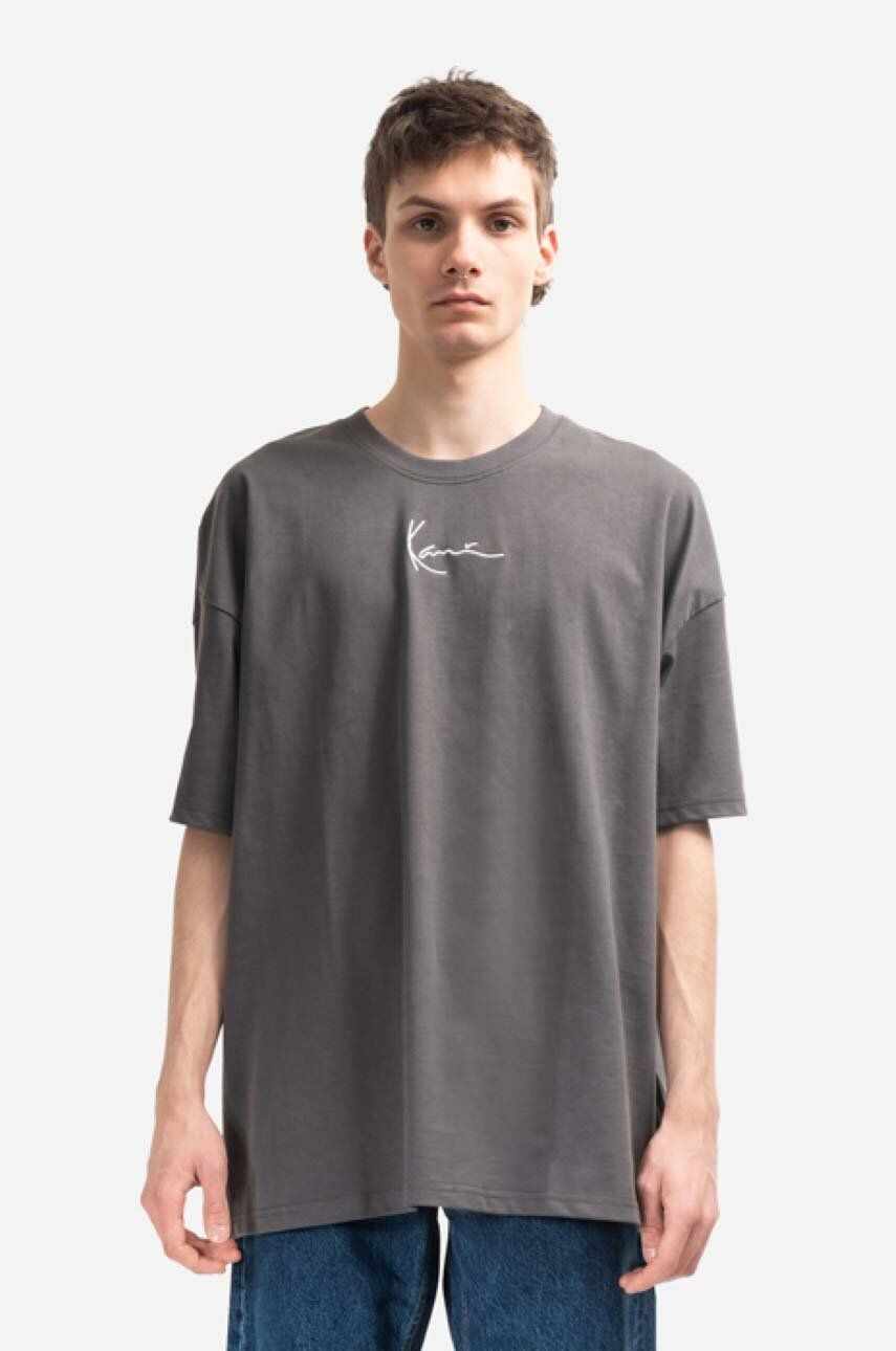 Karl Kani tricou din bumbac Small Signature Heavy Jersey culoarea gri, cu imprimeu 6037281-GREY