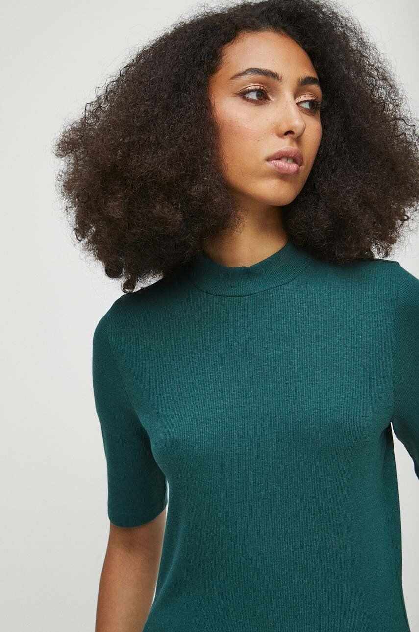 Medicine tricou femei, culoarea verde, cu turtleneck