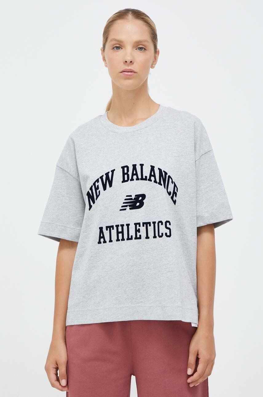 New Balance tricou din bumbac culoarea gri