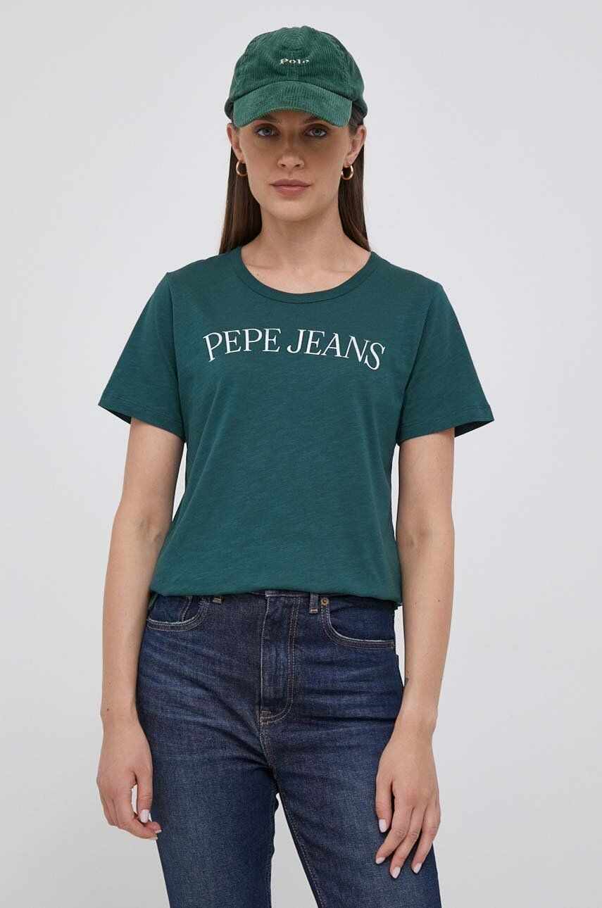 Pepe Jeans tricou din bumbac culoarea verde
