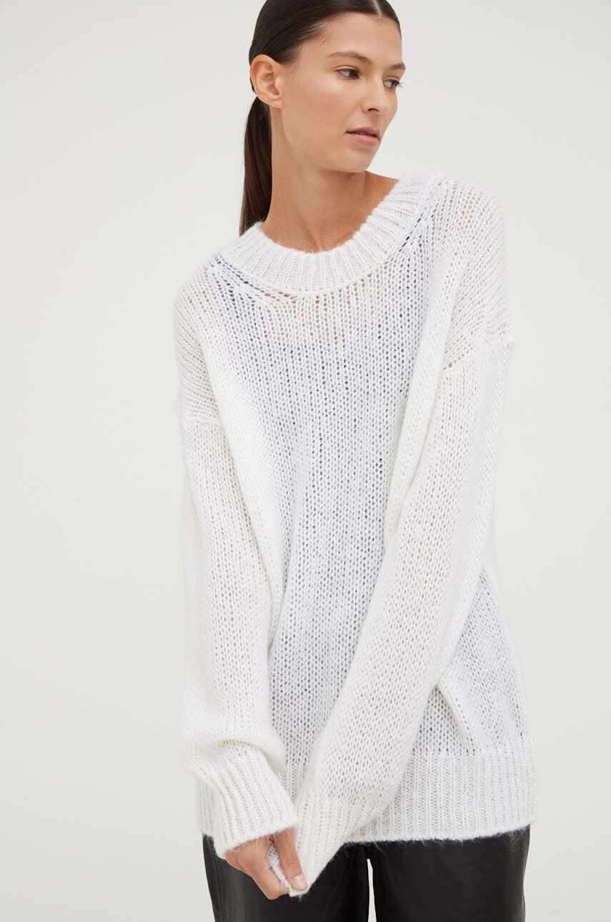 Samsoe Samsoe pulover din amestec de lana femei, culoarea bej, light