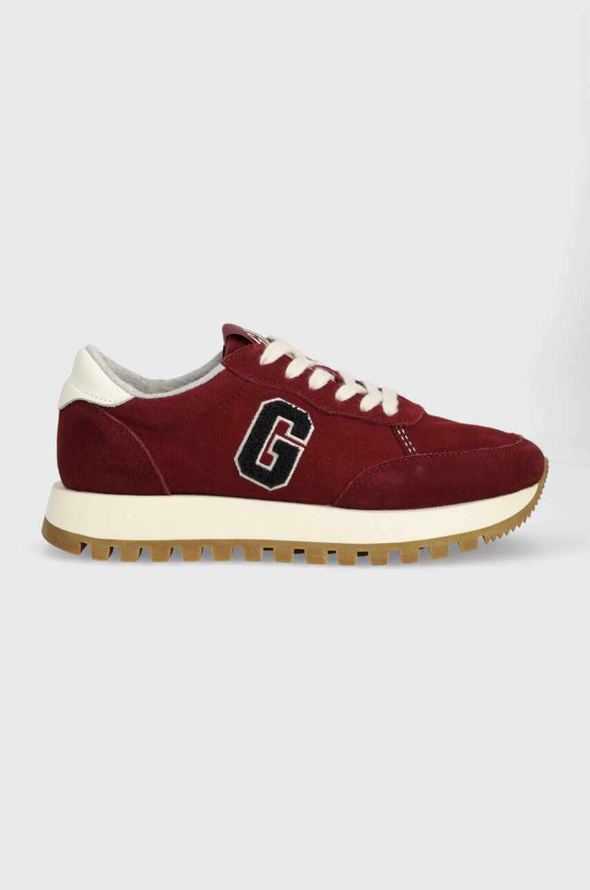 Gant sneakers din piele intoarsă Caffay culoarea bordo, 27533167.G554