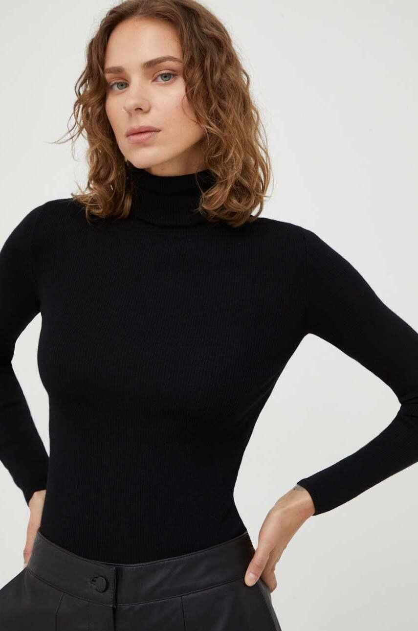 Day Birger et Mikkelsen pulover de lana Sierra femei, culoarea negru, light, cu guler
