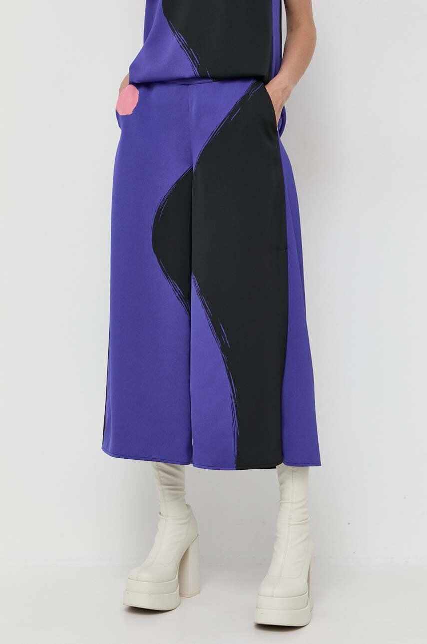Marella pantaloni femei, culoarea violet, lat, high waist
