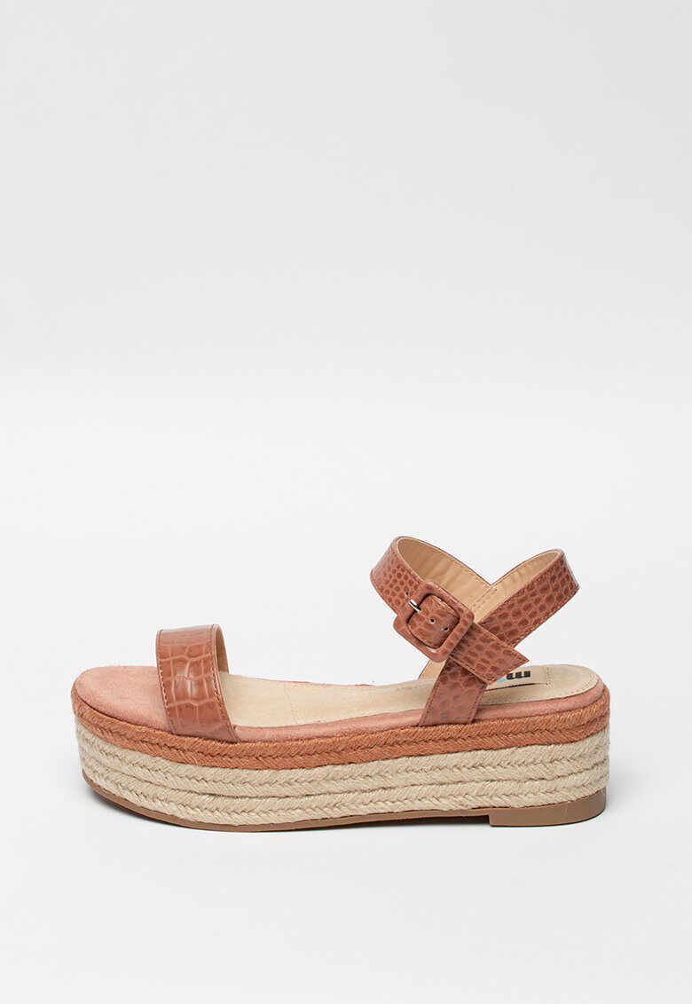 Sandale flatform tip espadrile cu model piele de crocodil