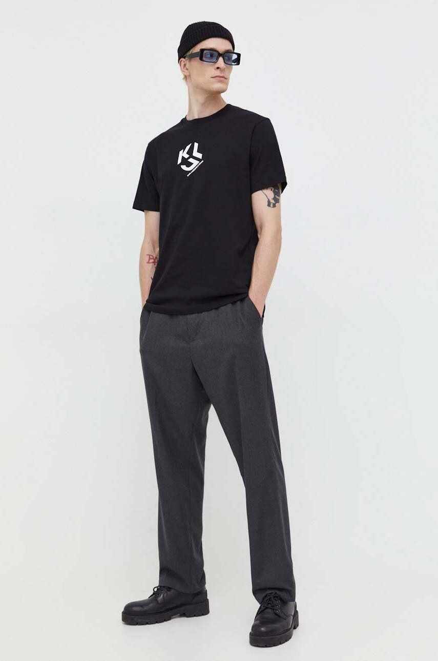 Karl Lagerfeld Jeans tricou din bumbac culoarea negru, cu imprimeu