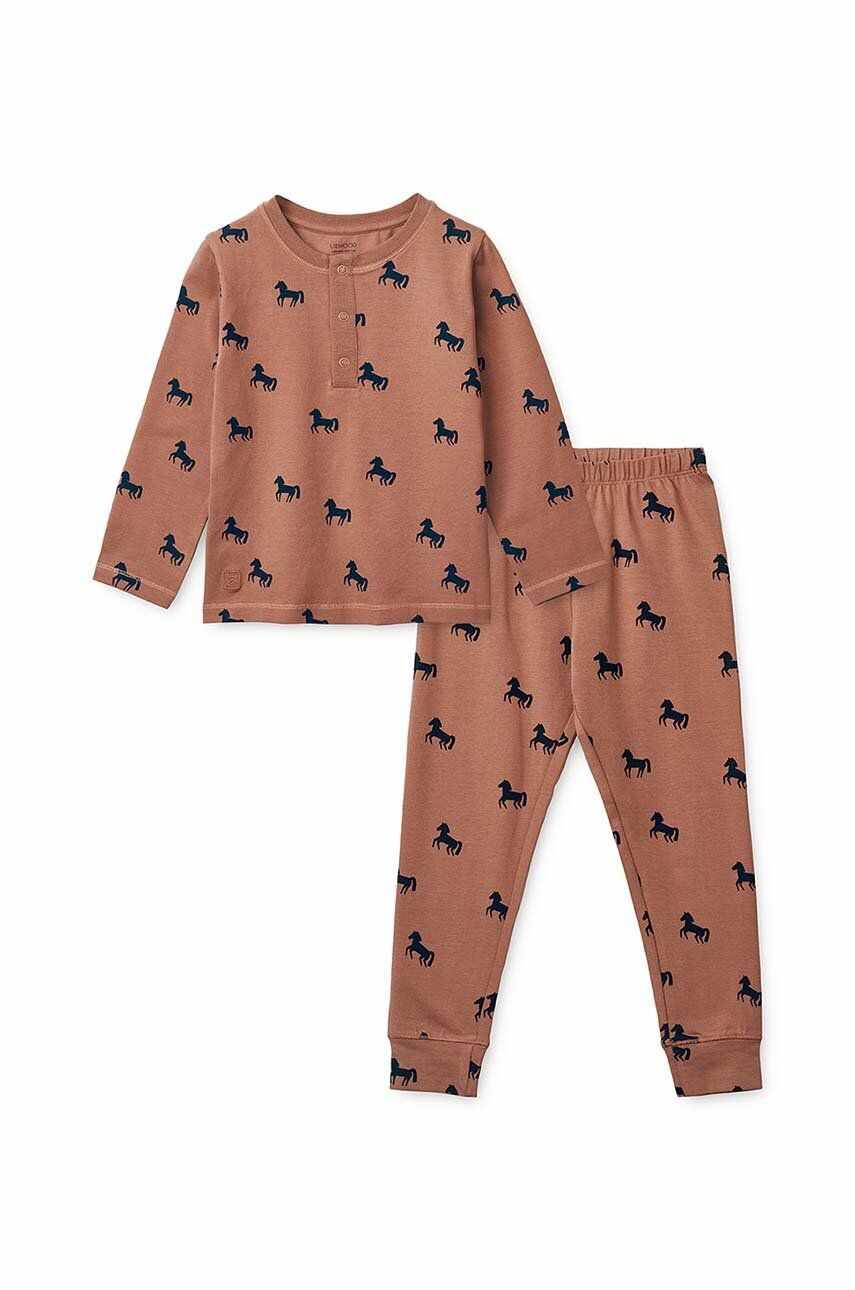 Liewood pijamale de bumbac pentru copii culoarea roz, modelator
