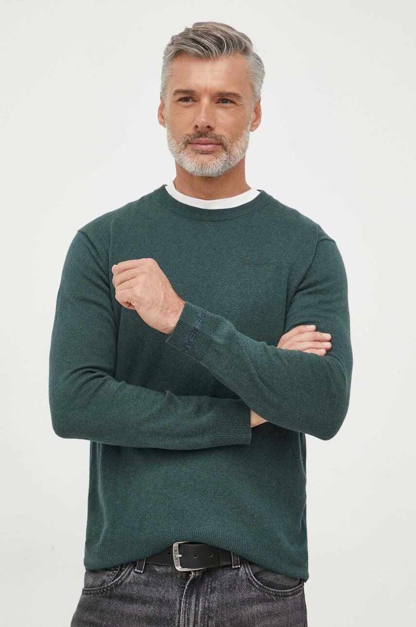 Pepe Jeans pulover din amestec de lana Andre barbati, culoarea verde, light