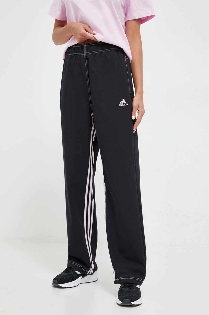 adidas pantaloni de trening culoarea negru, neted