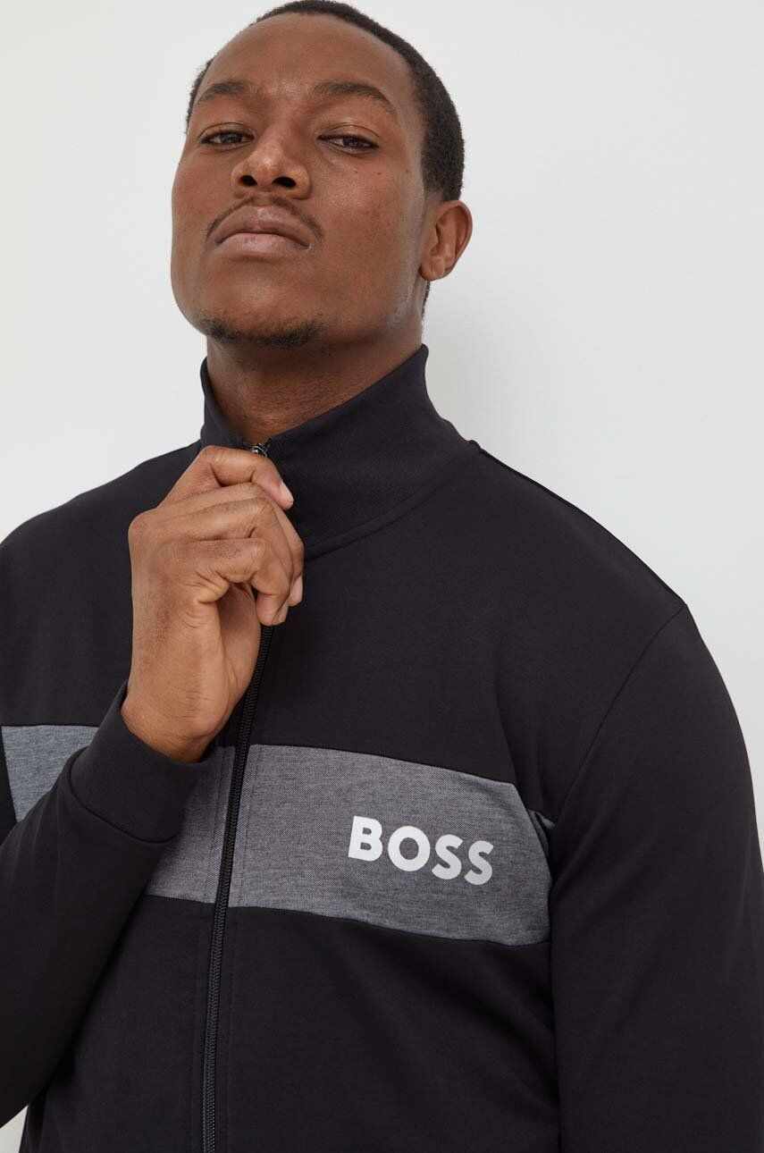BOSS bluză lounge culoarea negru, cu imprimeu