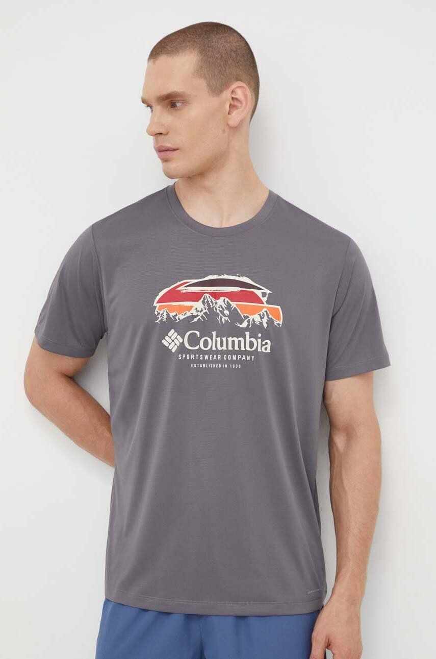 Columbia tricou sport Columbia Hike culoarea gri, cu imprimeu