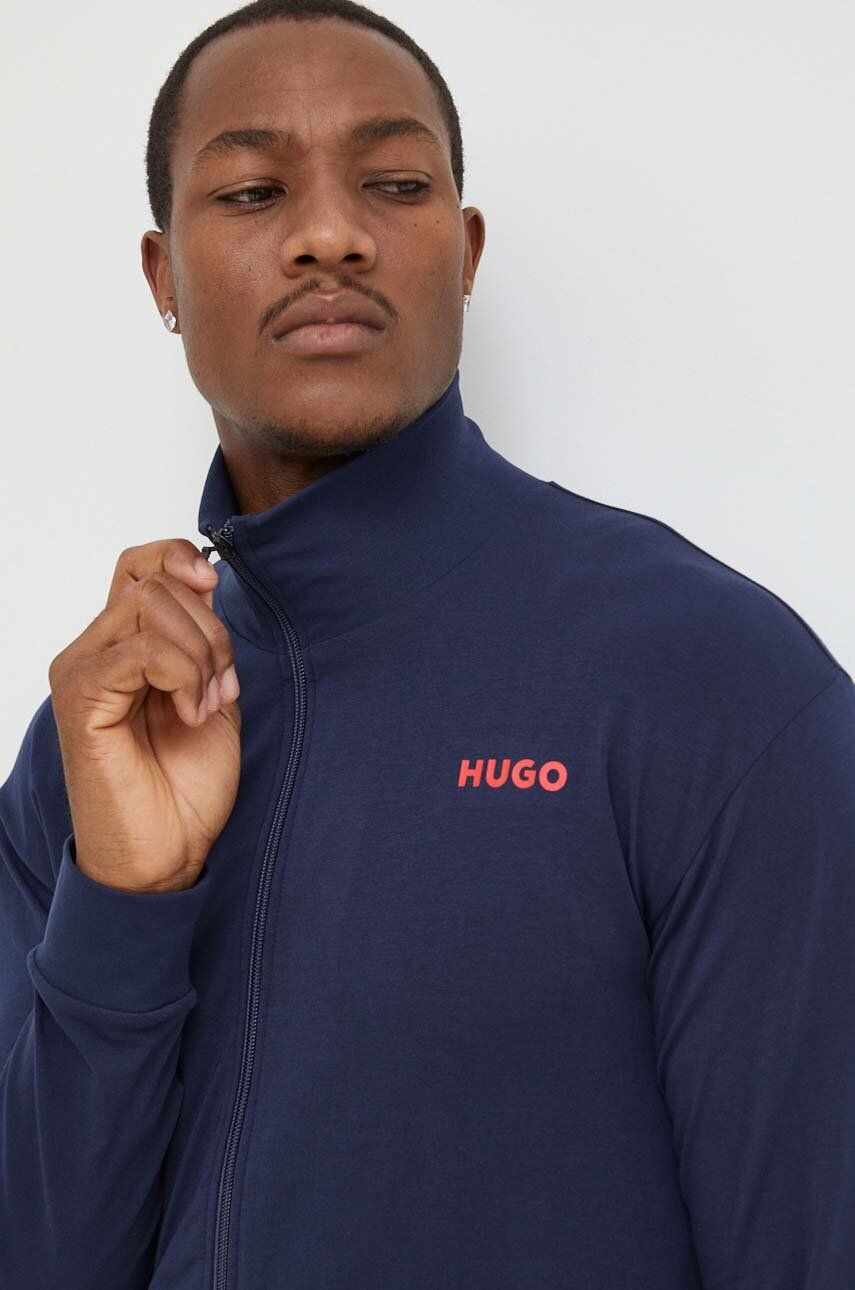 HUGO bluză lounge culoarea albastru marin, cu imprimeu