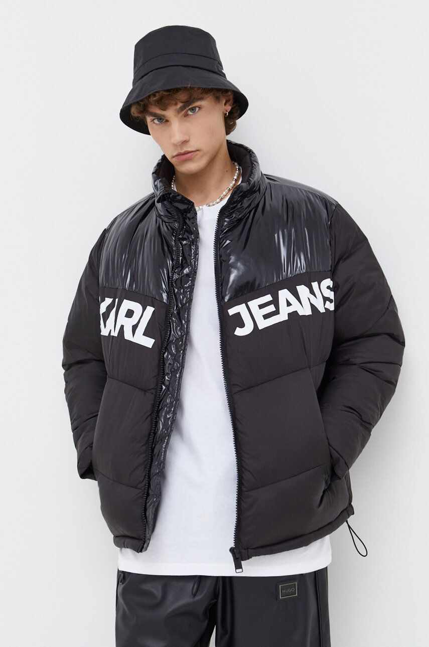 Karl Lagerfeld Jeans geaca barbati, culoarea negru, de iarna