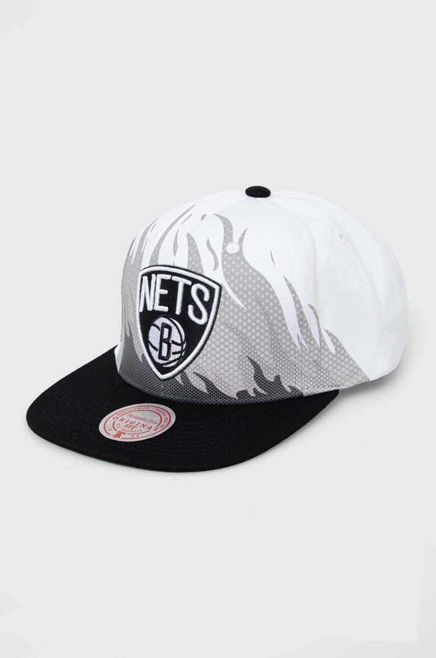 Mitchell&Ness șapcă de baseball din bumbac BROOKLYN NETS culoarea alb, modelator