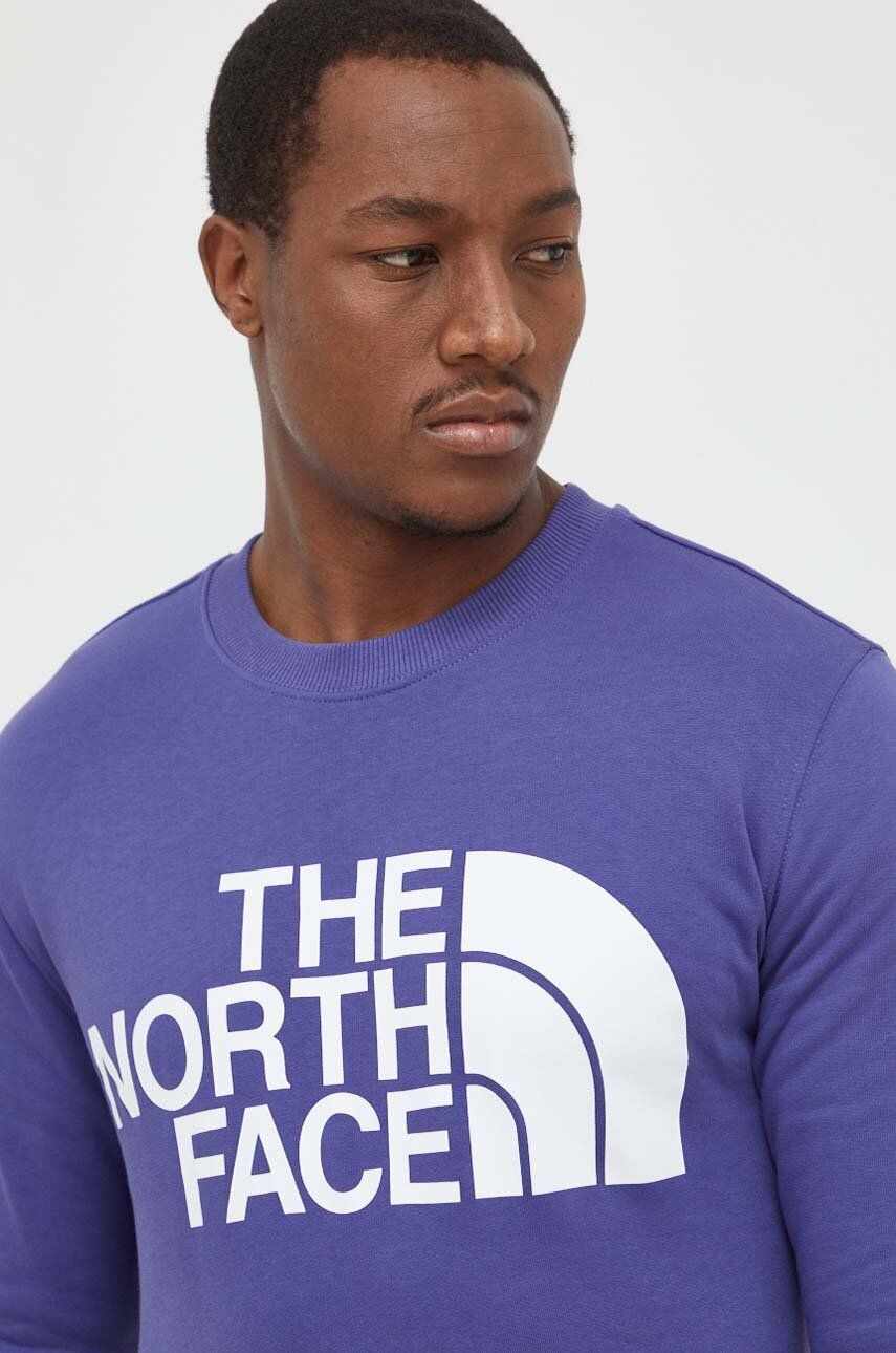 The North Face hanorac de bumbac barbati, culoarea violet, cu imprimeu