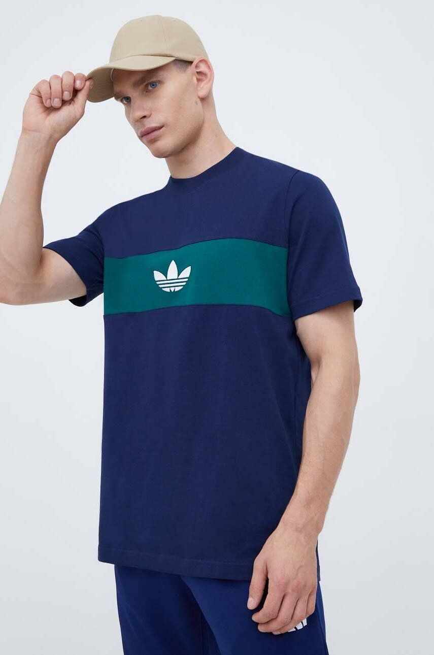 adidas Originals tricou din bumbac culoarea albastru marin, cu imprimeu