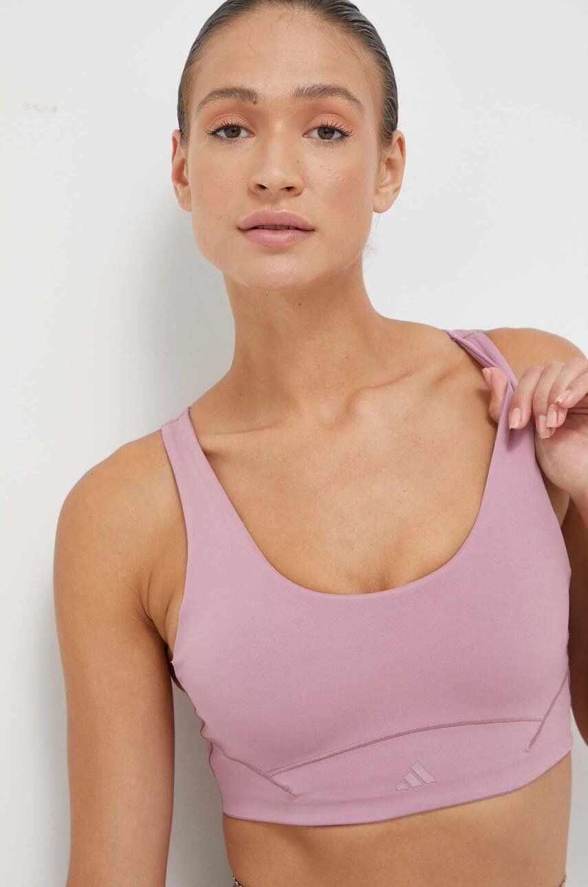 adidas Performance sutien yoga CoreFlow Luxe Studio culoarea roz, neted