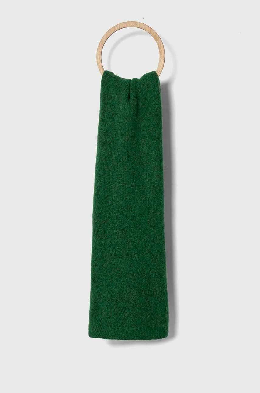 American Vintage esarfa din amestec de lana culoarea verde, neted