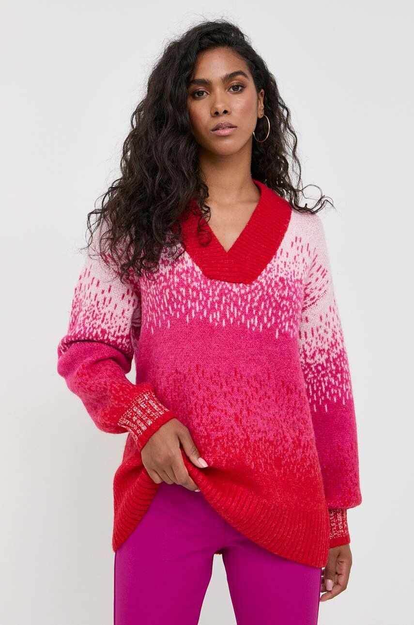 Silvian Heach pulover din amestec de lana femei, culoarea roz, călduros