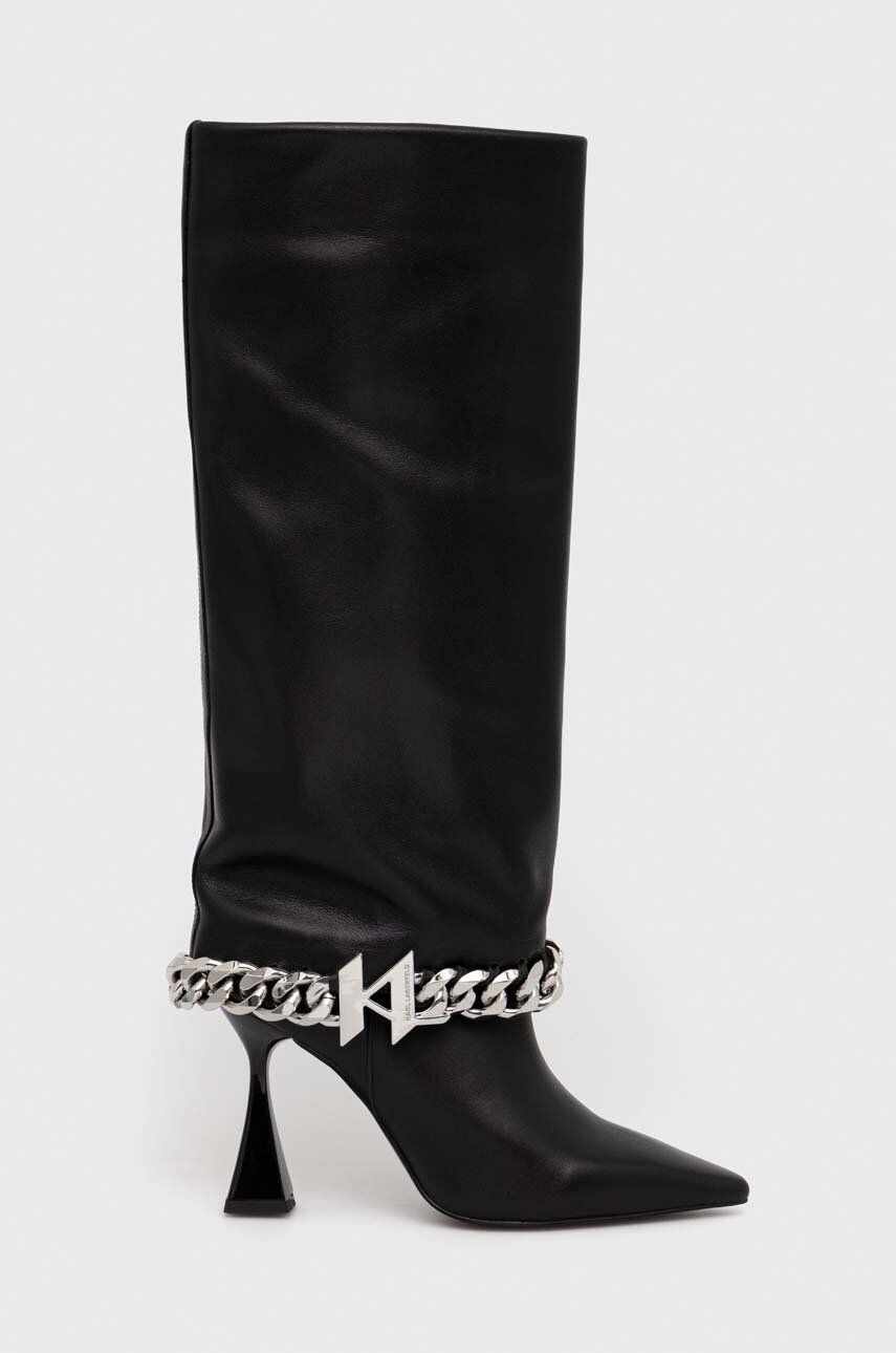 Karl Lagerfeld ghete de piele DEBUT femei, culoarea negru, cu toc cui, KL32080
