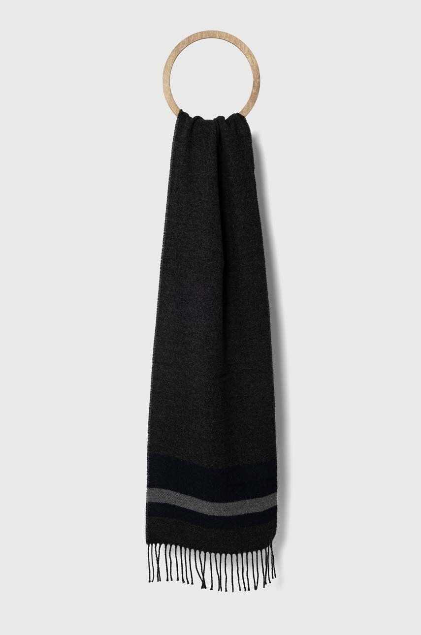 Sisley esarfa din amestec de lana culoarea negru, modelator