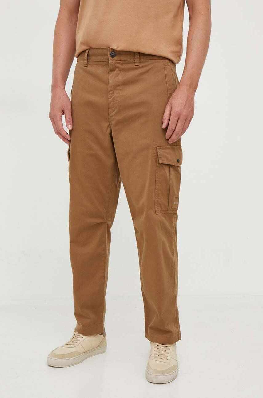 Boss Orange pantaloni BOSS ORANGE barbati, culoarea verde, cu fason cargo