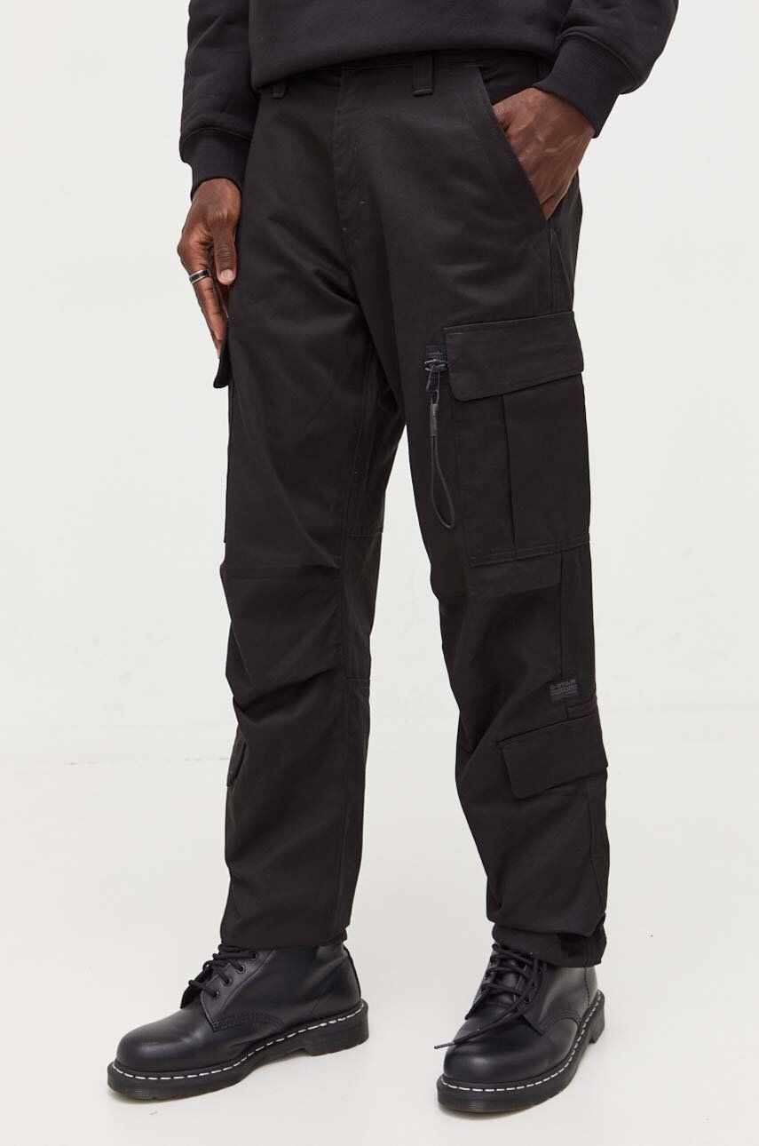 G-Star Raw pantaloni de bumbac culoarea negru, drept