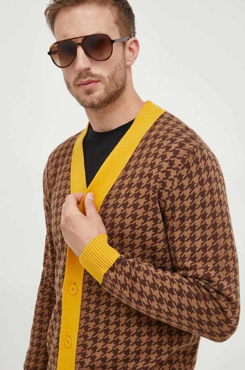 United Colors of Benetton cardigan din amestec de lana culoarea maro