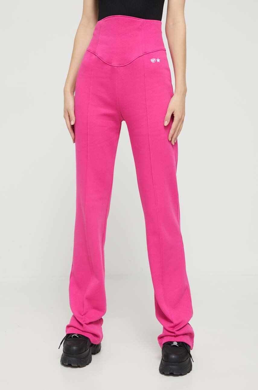 Chiara Ferragni pantaloni de trening din bumbac culoarea roz, neted