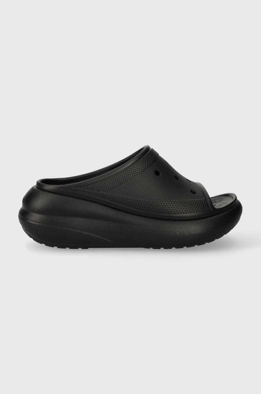Crocs papuci Classic Crush Slide femei, culoarea negru, cu platforma, 208731