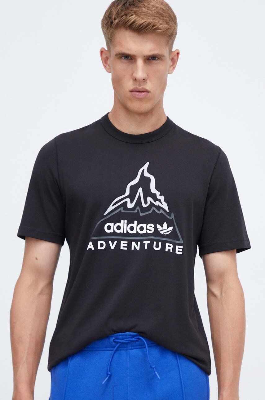 adidas Originals tricou din bumbac ADV VOLCANO culoarea negru, cu imprimeu
