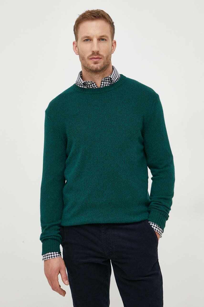 United Colors of Benetton pulover din amestec de lana barbati, culoarea verde, light