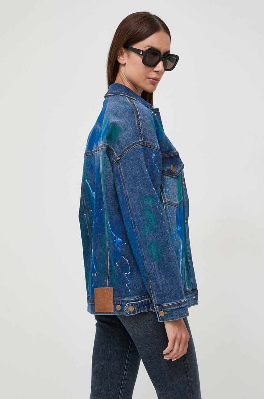 MAX&Co. geaca jeans femei, culoarea albastru marin, de tranzitie, oversize