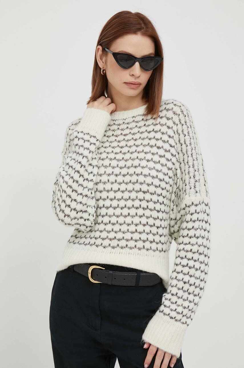 Sisley pulover din amestec de lana femei, culoarea bej, light
