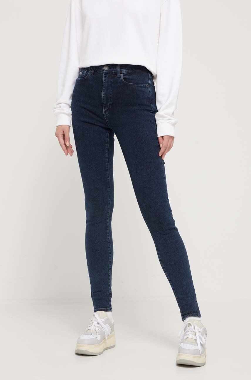 Tommy Jeans jeansi Sylvia femei, culoarea albastru marin