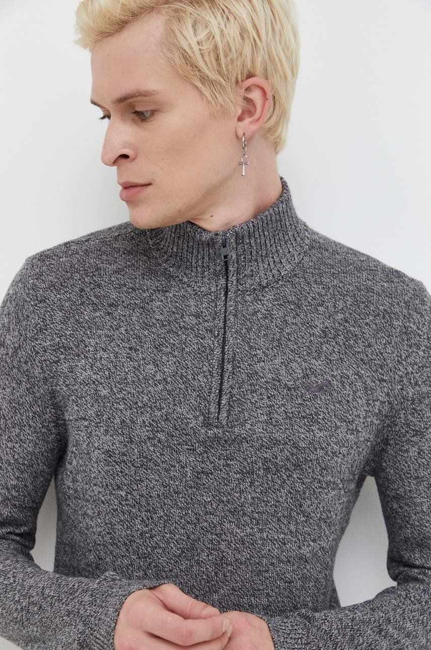 Hollister Co. pulover barbati, culoarea gri, light, cu turtleneck
