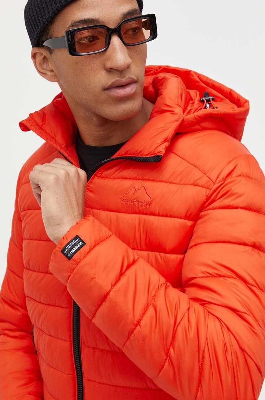 Superdry geaca barbati, culoarea portocaliu, de iarna