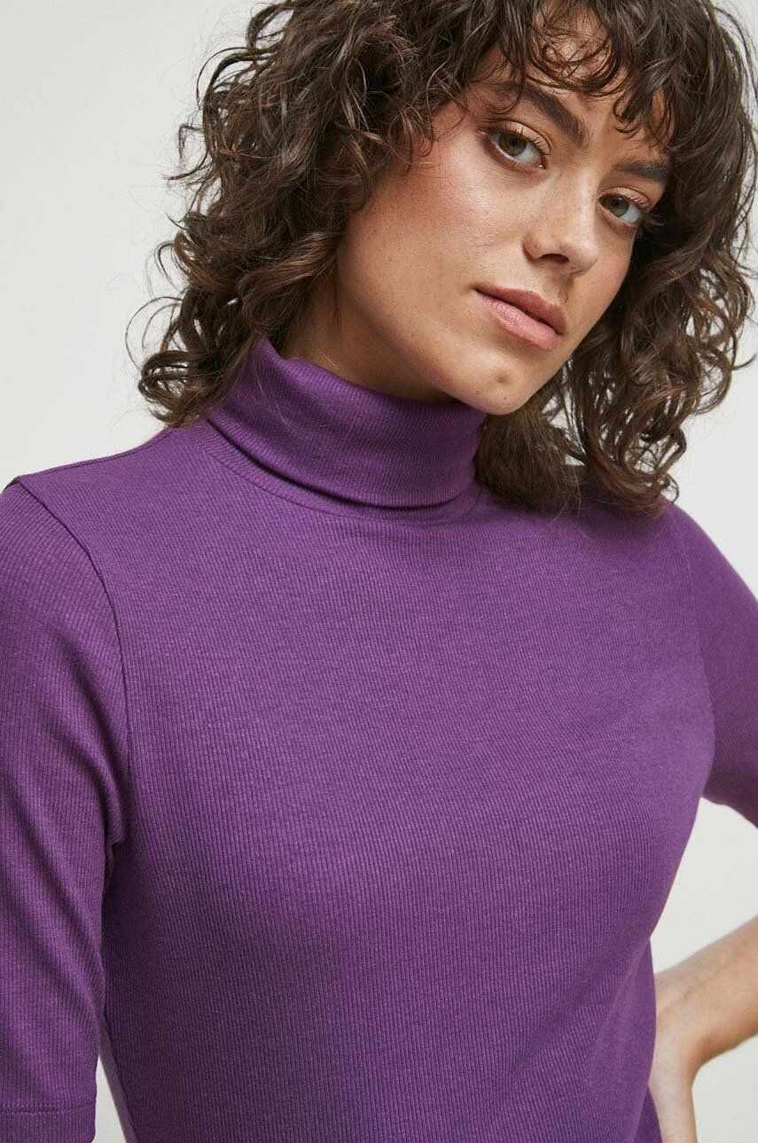 Medicine tricou femei, culoarea violet, cu guler