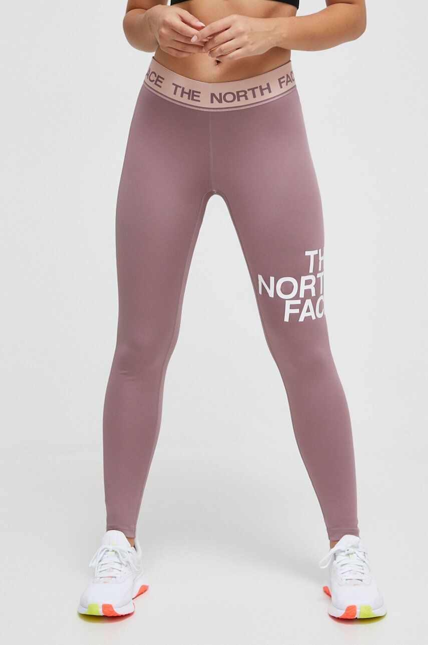 The North Face leggins de antrenament culoarea roz, cu imprimeu