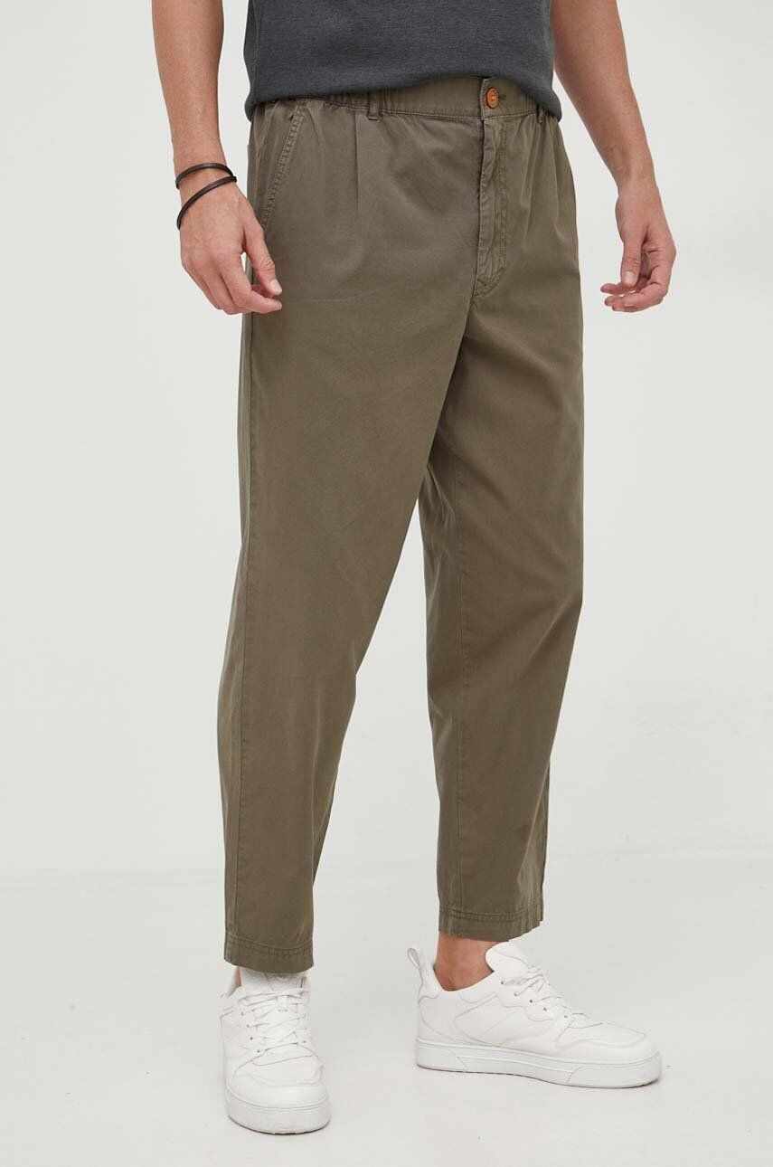Barbour pantaloni de bumbac culoarea verde, drept