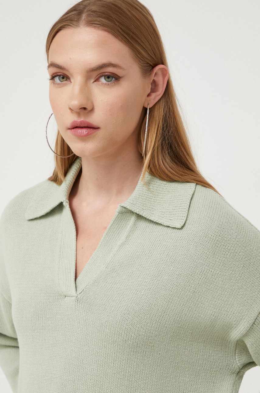 Hollister Co. pulover de bumbac culoarea verde, light