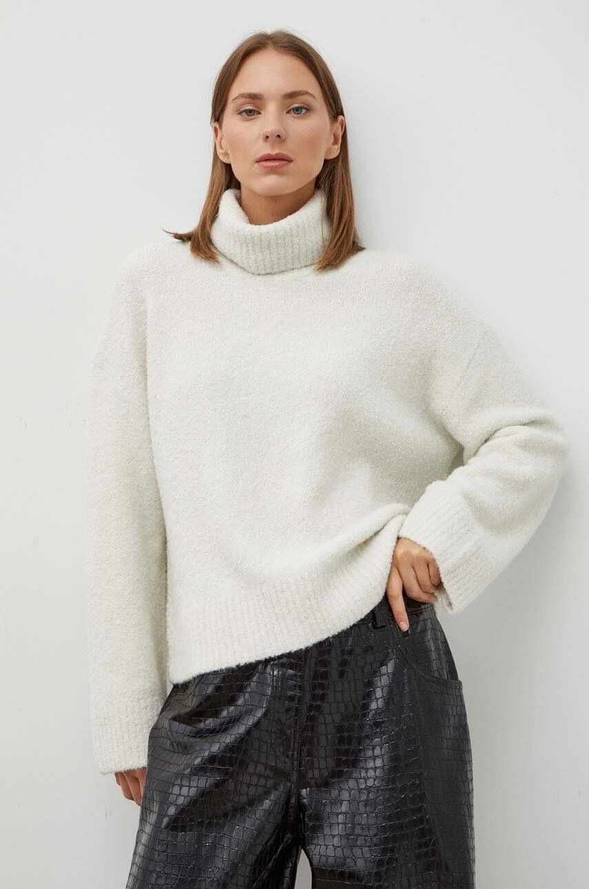 Samsoe Samsoe pulover de lana femei, culoarea bej, călduros, cu guler