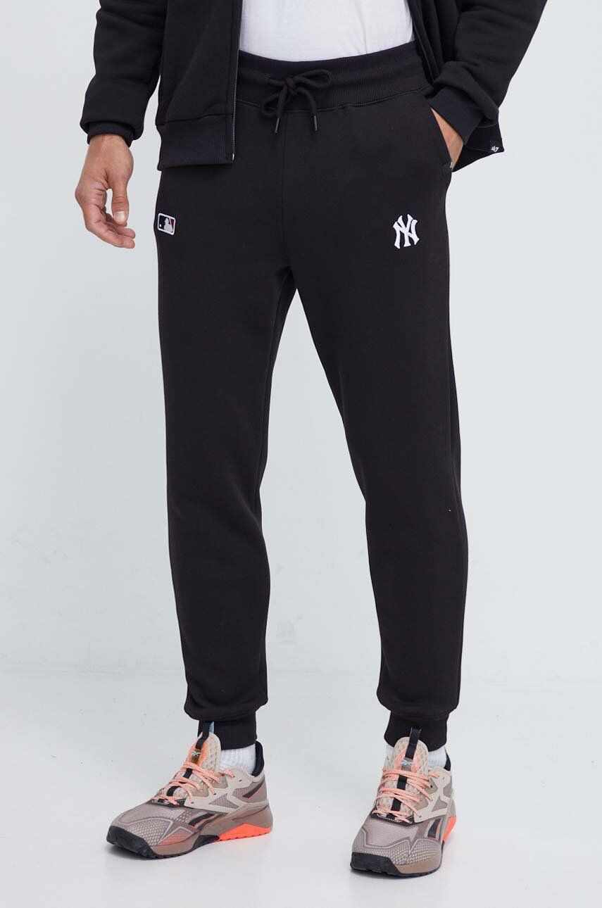 47brand pantaloni de trening MLB New York Yankees culoarea negru, cu imprimeu
