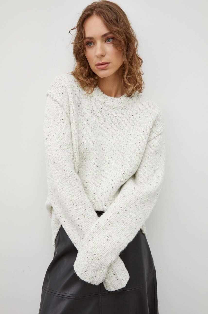 Samsoe Samsoe pulover de lana femei, culoarea bej, călduros